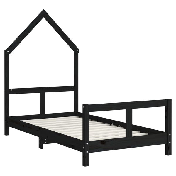vidaXL Kids Bed Frame Black 80x160 cm Solid Wood Pine