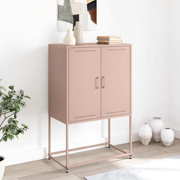 vidaXL Highboard Pink 68.5x38.5x107 cm Steel
