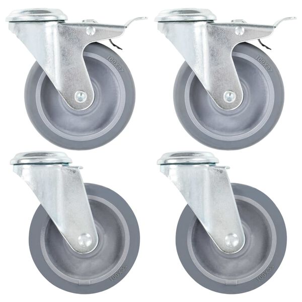 vidaXL Bolt Hole Swivel Casters 4 pcs 100 mm