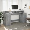 vidaXL Desk with LED Lights Grey Sonoma 160x55x91 cm Engineered Wood