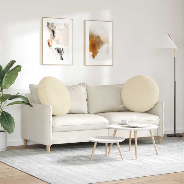 vidaXL Seat Cushions 2 pcs Cream &Oslash;80 x 29 cm Fabric