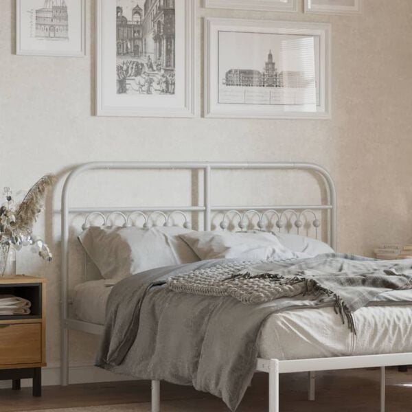 vidaXL Metal Replace Headboard White 135 cm