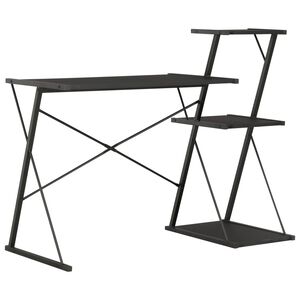 vidaXL Desk with Shelf Black 116x50x93 cm