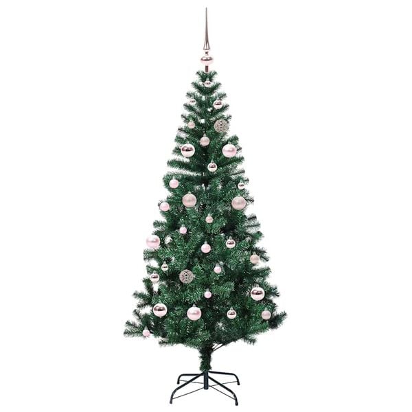 vidaXL Artificial Pre-lit Christmas Tree Green 150 cm PVC and Metal