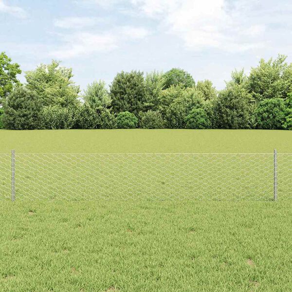 vidaXL Fence with Post Silver 0.4 x 10 m Steel