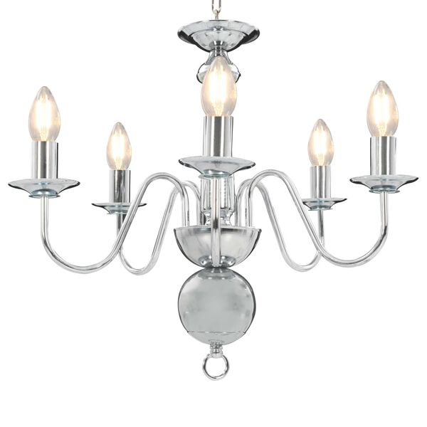 vidaXL Chandelier Silver 5 x E14 Bulbs