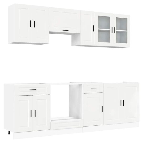 vidaXL 8 Piece Kitchen Cabinet Set Kalmar High Gloss White Engineered Wood