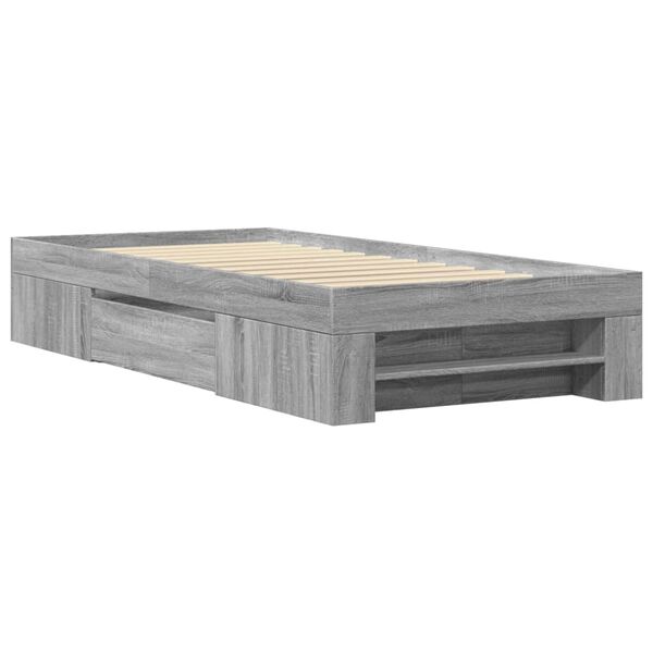 vidaXL Bed Frame without Mattress Grey Sonoma 90x200 cm Engineered Wood