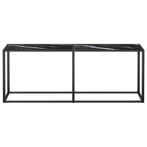 vidaXL Console Table Black Marble 200x35x75.5cm Tempered Glass