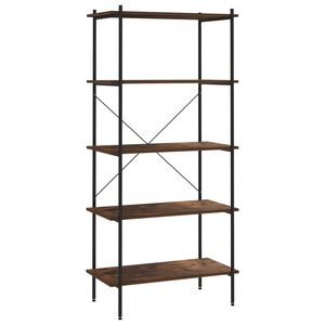vidaXL 5-Tier Shelving Unit Black and Dark Wood 80x40x163 cm