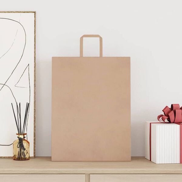 vidaXL Paper Bags 50 pcs with Handles Brown 32x12x42 cm