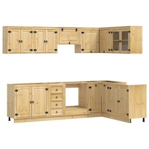 vidaXL Cabinet with Drawer SKI 10 pcs Honey Brown Solid Pine Wood