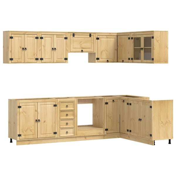 vidaXL Cabinet with Drawer SKI 10 pcs Honey Brown Solid Pine Wood