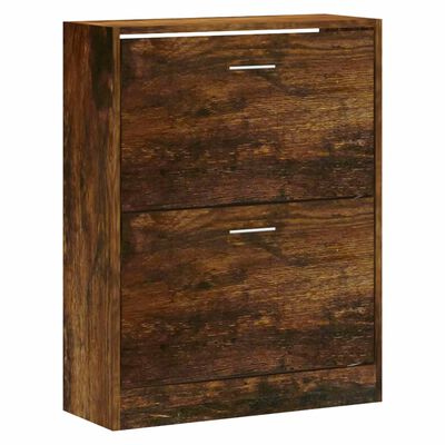 vidaXL Shoe Cabinet Smoked Oak 63x24x81 cm Engineered Wood