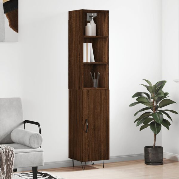 vidaXL Highboard Brown Oak 34.5x34x180 cm Engineered Wood