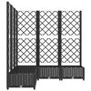 vidaXL Garden Planter with Trellis Black 120x120x121.5 cm PP