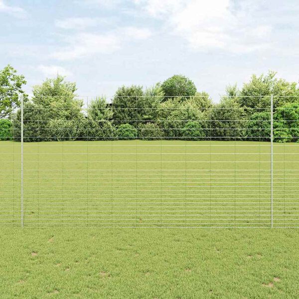 vidaXL Fence with Post Silver 1.6 x 25 m Steel