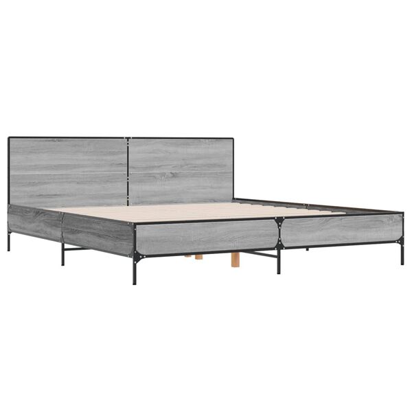 vidaXL Bed Frame without Mattress Grey Sonoma 200x200 cm