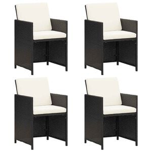 vidaXL Garden Dining Chairs with Cushions 4 pcs Black Poly Rattan