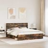 vidaXL Bed Frame Smoked Oak 200 x 200 cm Solid Pine Wood