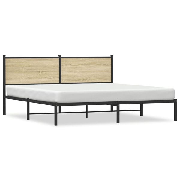 vidaXL Metal Bed Frame without Mattress Sonoma Oak 160x200 cm
