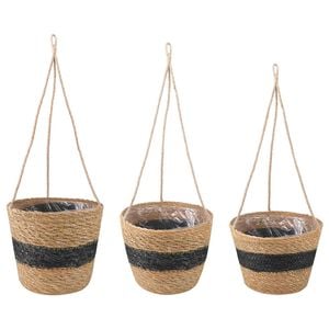 vidaXL 3 pcs Natural and Black &Oslash;26 x 19 cm 100% Seagrass