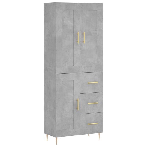vidaXL Highboard Concrete Grey 69.5x34x180 cm Engineered Wood