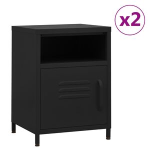 vidaXL Nightstands 2 pcs Black 35x35x51 cm Steel