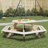 vidaXL Picnic Table for 6 Kids with Benches Hexagon Solid Wood Fir