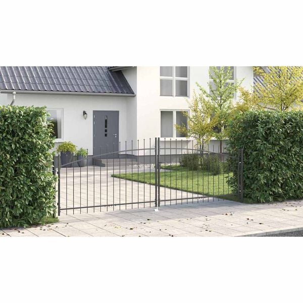 vidaXL Garden Gate with Lock Grey 100 x 400 cm Steel