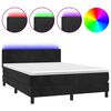 vidaXL Box Spring Bed with Mattress&LED Black 140x200cm Velvet