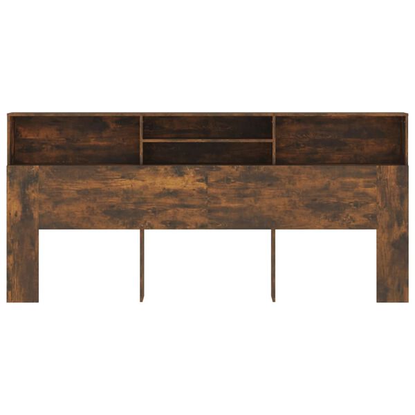 vidaXL Headboard Cabinet Smoked Oak 220x19x103.5 cm