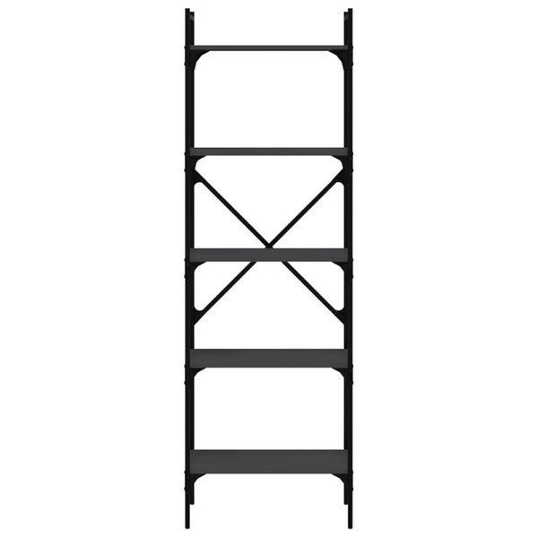 vidaXL Bookcase 5-Tier Black 56x31.5x174 cm Engineered Wood