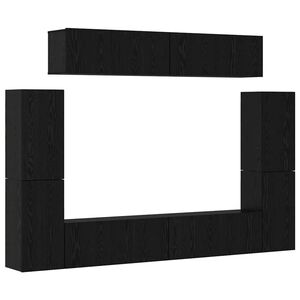 vidaXL TV Cabinet Set Wall-mounted 8 pcs Black oak Engineered wood