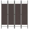 vidaXL 4-Panel Room Divider Brown 160x180 cm