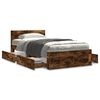 vidaXL Bed Frame with Headboard without Mattress Smoked Oak 100x200 cm