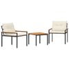 vidaXL Outdoor Furniture Set 3 pcs Cream White Poly Rattan
