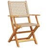 vidaXL Folding Garden Chairs 6 pcs Beige Poly Rattan and Solid Wood