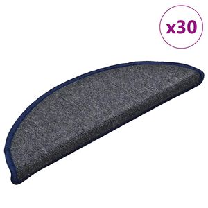 vidaXL Stair Mats 30 pcs 56x17x3 cm Dark Grey and Blue Half Round