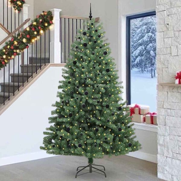 vidaXL Artificial Hinged Christmas Tree Green 270 cm PVC and Metal