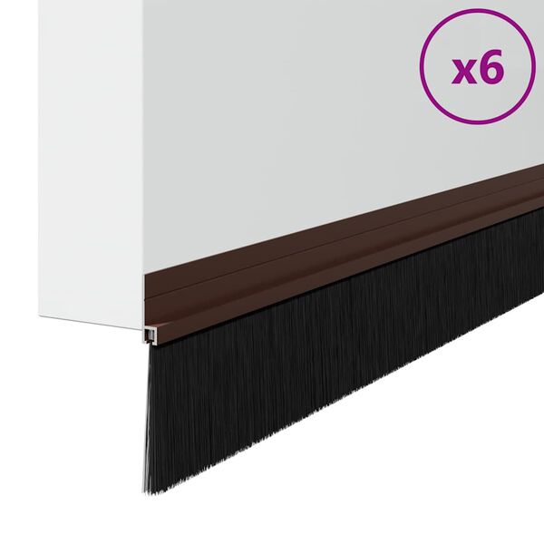 vidaXL Self-adhesive Door Brush Seals 6 pcs Brown 100 cm