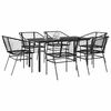 vidaXL 7 Piece Garden Dining Set Black Poly Rattan Glass