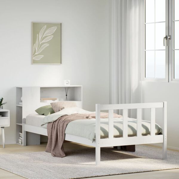 vidaXL Bookcase Bed without Mattress White 100x200 cm Solid Wood Pine