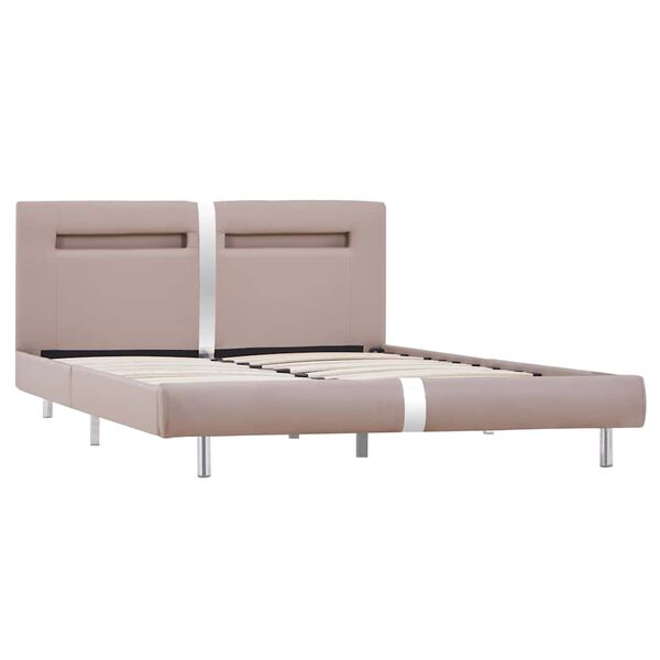 vidaXL Bed Frame with LED without Mattress Cappuccino 135x190 cm Double