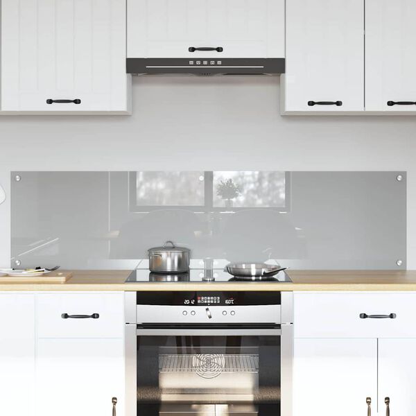vidaXL Kitchen Backsplash 2 pcs Light Grey 80 x 40 cm Tempered Glass