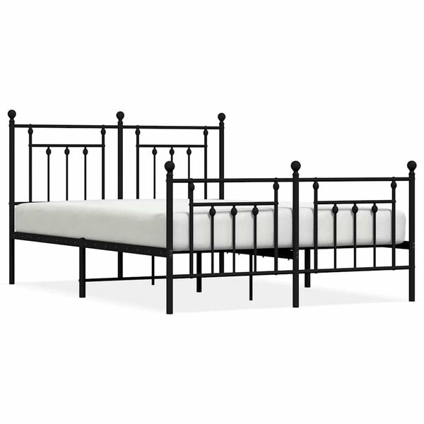 vidaXL Metal Bed Frame without Mattress with Footboard Black 140x190cm