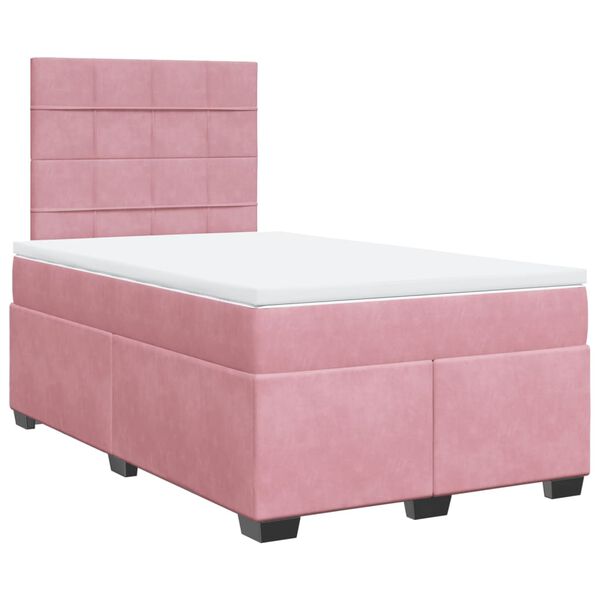 vidaXL Box Spring Bed with Mattress Pink 120x190 cm Small Double Velvet