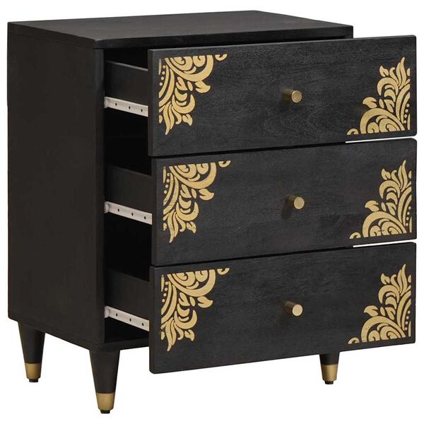 vidaXL Bedside Cabinet Black 50 x 33 x 62 cm Solid Mango Wood