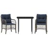 vidaXL 3 Piece Bistro Set with Cushions Grey Poly Rattan