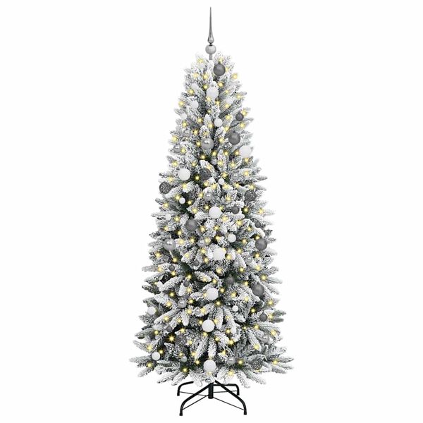 vidaXL Artificial Christmas Tree with 300 LEDs with Stand White 210 cm